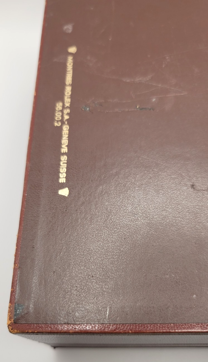 VINTAGE ROLEX WATCH BOX BROWN LEATHER WOODEN 56.00.2 for sale