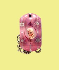 Disney Frozen Snow Queen Elsa Snowflakes Dog Tag Necklace Collectible 3 Cute