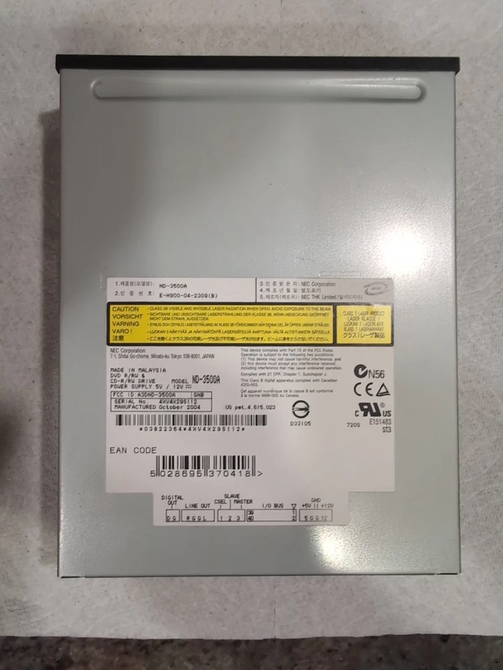 NEC Corp ND-3500A DVD R/RW CD-R/RW Optical IDE Drive - Image 4 of 4