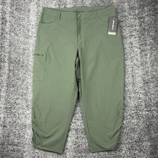 NEW Eddie Bauer Sky Capris Green Cargo Pants Women's L W35 L22 Force Pro Stretch