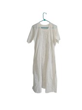 Vtg Indian Designer Cotton White Embroidery Women Tunic M See Measurements