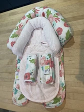 Go Goldbug Baby Infant Duo 2-in-1 Head Support Car Seat Insert 2 Pc Floral Pink