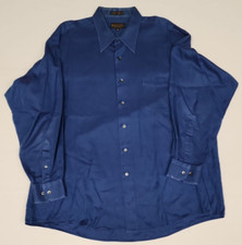 Men  s Roberto Villini Collezione Blue 100 Cotton Button Up Shirt 18 34/35 