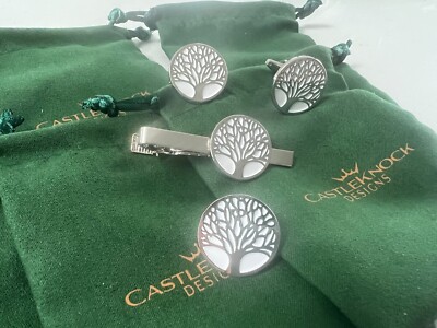 Tree of Life Cufflinks Suit Pin and Tie Clip Set Elegant Nature-Inspired