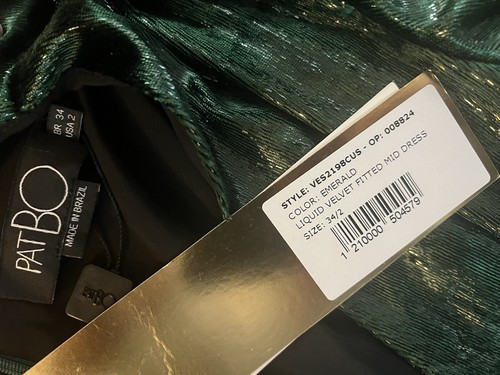 NEU Patbo Größe 2 Smaragd Flüssigsamt tailliert Midikleid Urlaub! Hot! - Bild 5 von 5