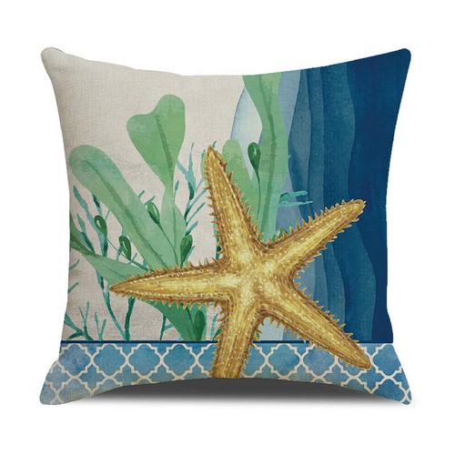 Nautical Ocean Starfish Shell Pillow Case Crab Sea Turtle Seahorse Cushion Cover - Picture 51 of 134