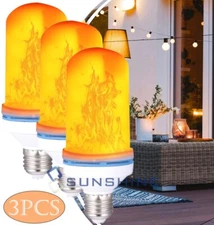 3PCS - LED Flicker Flame Light Bulbs - Simulated Nature Fire Effect Lamp Decor