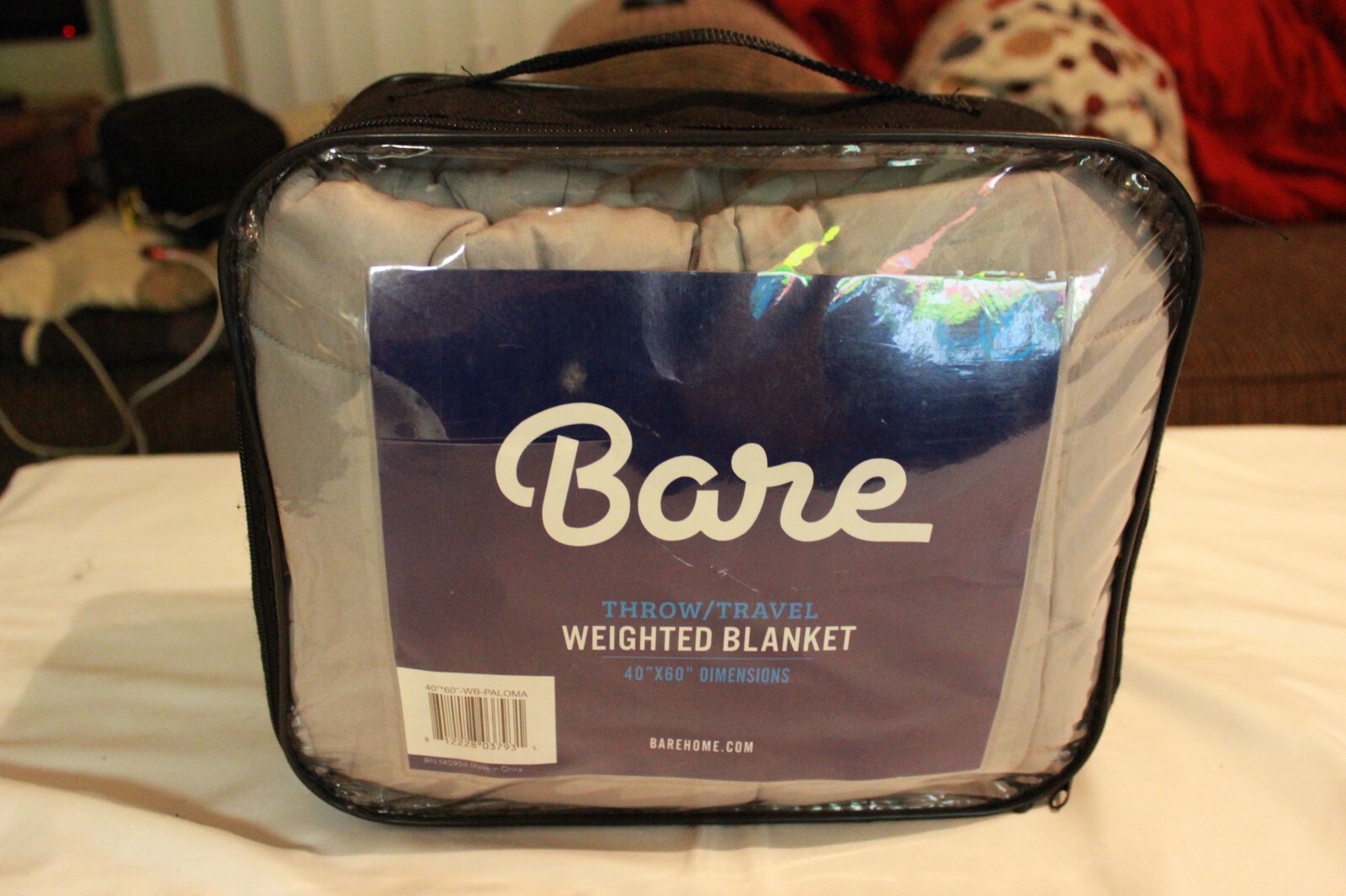 Bare Home Weighted Blanket Twin /Full Size 10lb (40" x 60") Grey New