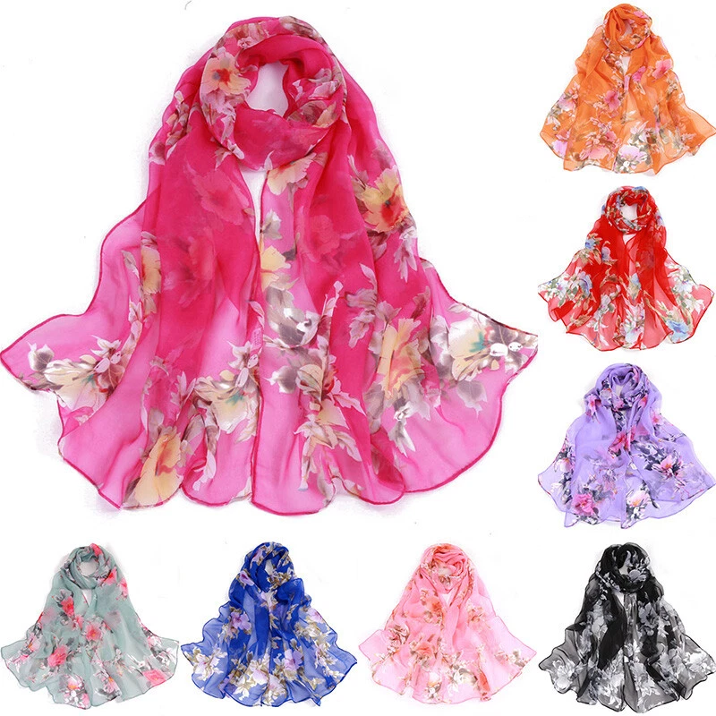 MARKENLOS Georgette Flower Shek Schal Femmes Sommer Elegant Mariffon Beach Hijab Schal ₃