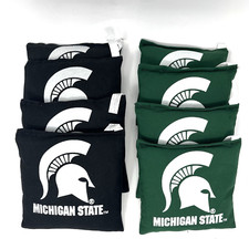 MICHIGAN STATE SPARTANS CORNHOLE BEAN BAGS SET OF 8 TOP QUALITY TOSS GAME BAGGO
