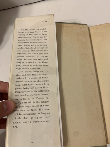 1945 "Pardner of the Wind" Jack Thorp 1. Auflage in DJ - Bild 5 von 13