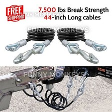 2pk Safety Cables w/Snap Hooks 7500 lbs Break Towing Secure Truck Boat Trailer