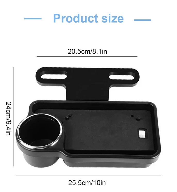 Asiento trasero de coche plegable reposacabezas mesa de extensión soporte para bebidas bandeja estable para aperitivos Foto 2 de 4