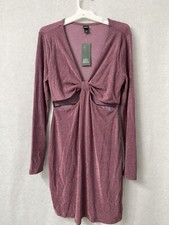 Women's Long Sleeve Cut Out Lurex Bodycon Dress - Wild Fable™ Pink Size L