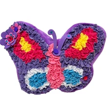 Plush Craft Stuffed Ruffled Rhinestones Butterfly Plush Pillow 9.5 x 8"