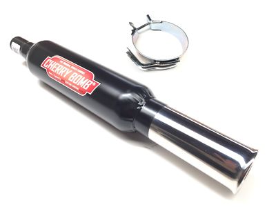 1x Stufen Kirschbombe gerollte Spitze schwarz 3,5'' Schalldämpfer hinten + Halterung 42 mm