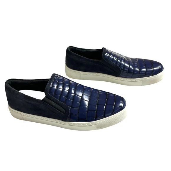 Zapatos sin cordones Via Spiga Maliah azul marino gamuza cocodrilo mocasines para mujer talla 8,5 Foto 3 de 4