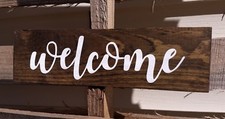 farmhouse wood sign WELCOME home wooden rustic fixer upper porch entry small 12"