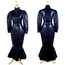 Faux leather dress sissy maid cosplay costume Tailor-made