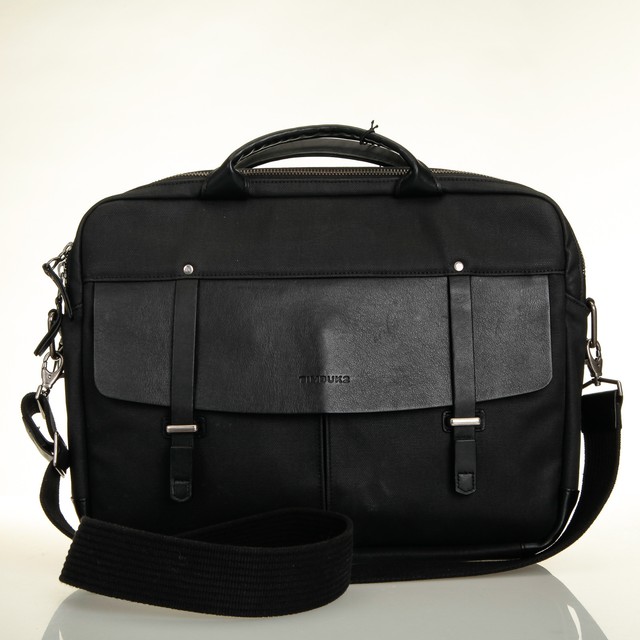 Timbuk2 Hudson Laptop Briefcase Shoulder Bag Black Leather & Waxed
