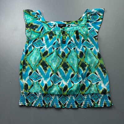 BCX Blouse Womens Large Sleeveless Multi-Color Patterned