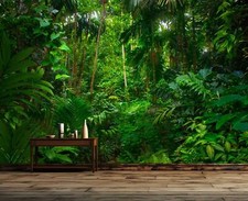 Image of Deep Green Asian Jungle Gift Wallpaper Mural Removeable Washable Peel & Stick