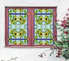 3D Sunflower D403 Window Film Print Sticker Cling Stained Glass UV Block Amy