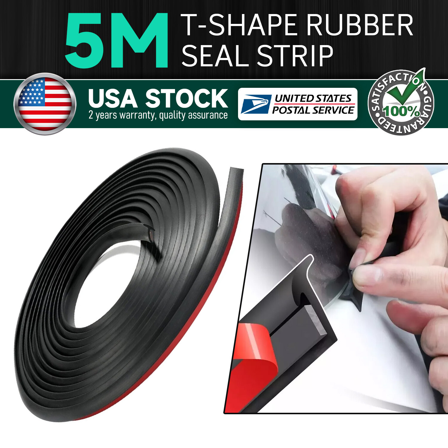 5M T-Shape Car Window Rubber Seal Trim for Door Edge Protection