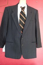 mani by giorgio armani SUIT JACKET BLAZER,44 R ,wool STRIPES,CHARCOAL A