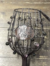 Vintage Shabby Chic WINE CORKS Metal Glass Orb Wine Cork Holder