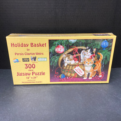 Sunsout Puzzle 300 Pieces Holiday Basket Persis Clayton Weirs Christmas Kittens