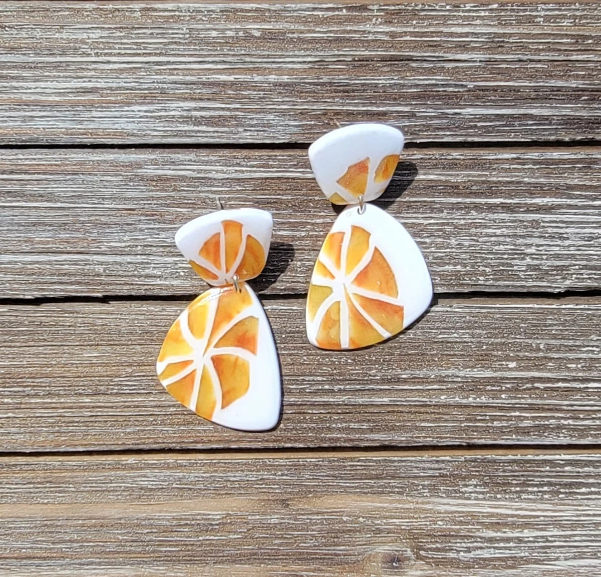 Orange polymer 2024 clay earrings