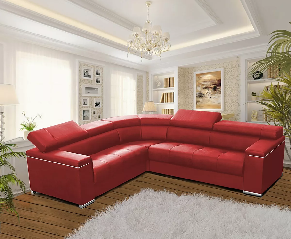 Corner Sofa Bed Silva 1 Red Eco Faux