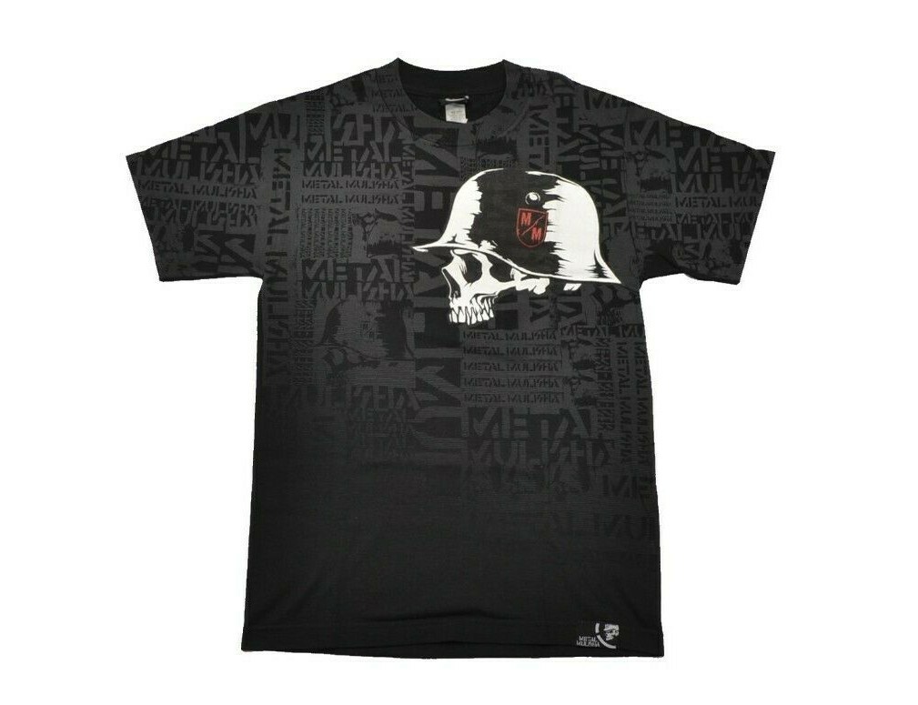 Metal Mulisha TRANSFER Black Gray Red Skull Helmet Skate Men's T