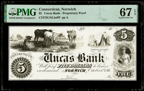 Curated visual reference: This Superb 186 Reference: Ct 5 Norwich The Uncas Bank 186 Pmg Superb Gem