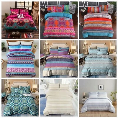 WONGS BEDDING Florals Indian Boho Duvet Cover Bedding Set Single Double King Size Pillowcases