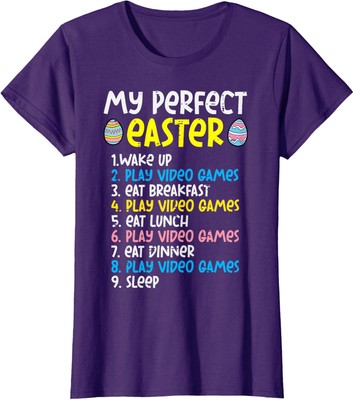 My Perfect Easter Play Video Gamer Funny Gamer Ladies' Crewneck T-Shirt