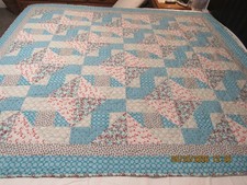 Handmade Patchwork Quilt, 100 cotton, bright pastel colors.
