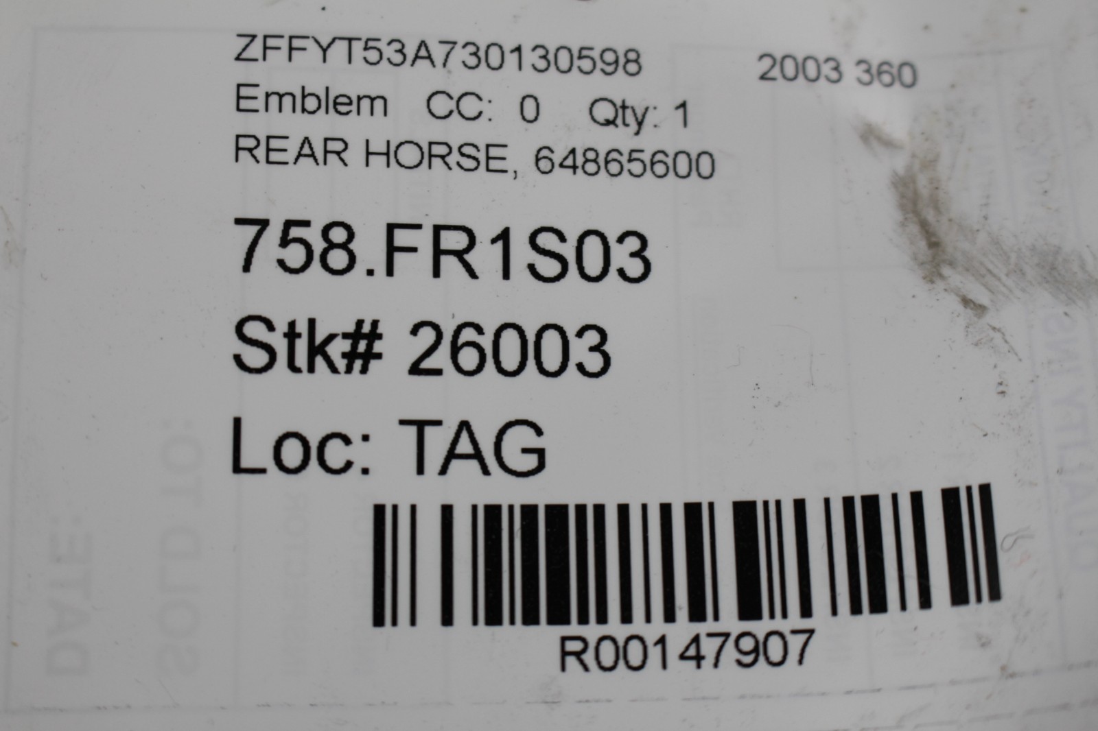 Ferrari Rear Horse, Used, P/N 60032109