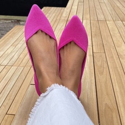 Rothy's The Point II Dragon Fruit Pink Pointed Toe Knit Flats New!