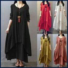 Spring autumn Women Maxi Dresses Casual Full Sleeve Bohe Cotton Women'S.