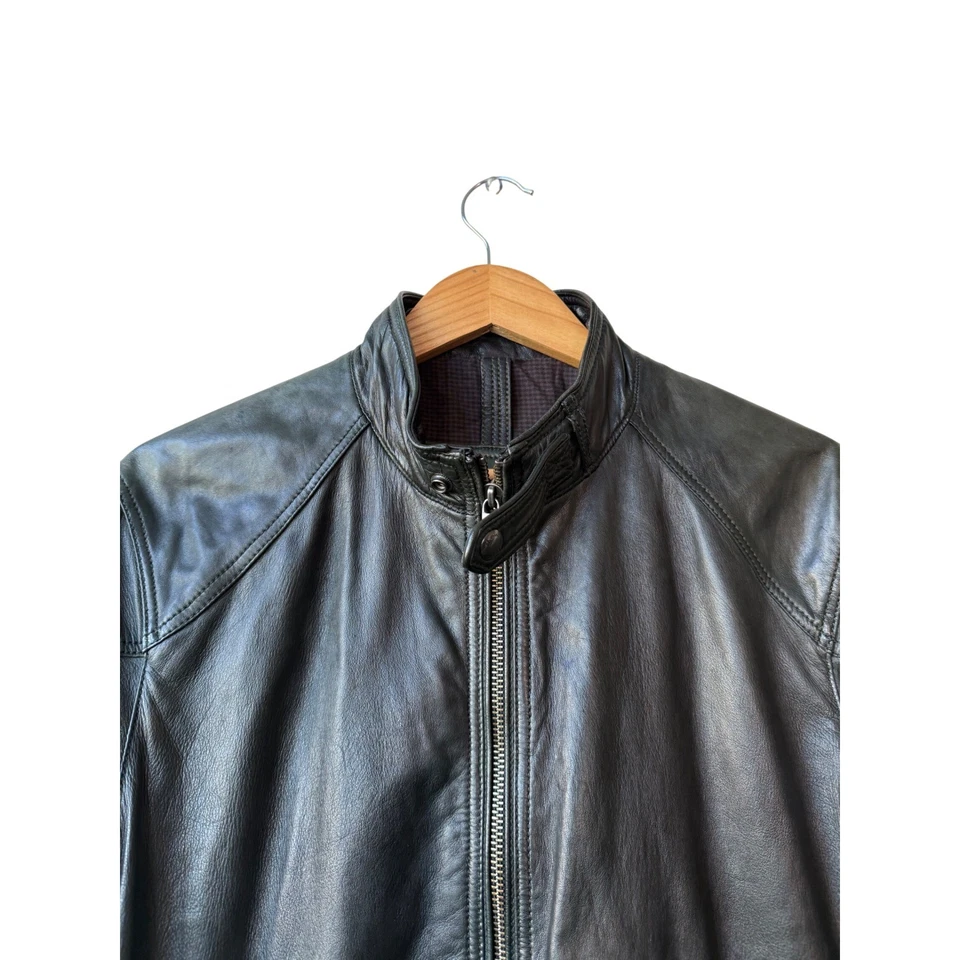 Chaqueta Bomber Massimo Dutti Para Hombre Cuero Genuino Talla L Verde Oscuro Piel de Oveja Foto 2 de 4