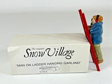 Dept 56 Snow Village “Man on Ladder Hanging Garland” #5116-0 With Box!