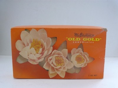 VINTAGE MAC ROBERTSON OLD GOLD CHOCOLATES CARDBOARD BOX