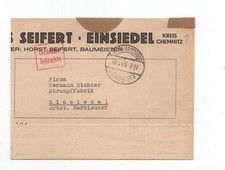 Gebühr bezahlt Briefstück Barfrankatur Burkhardtsdorf 18.8.45