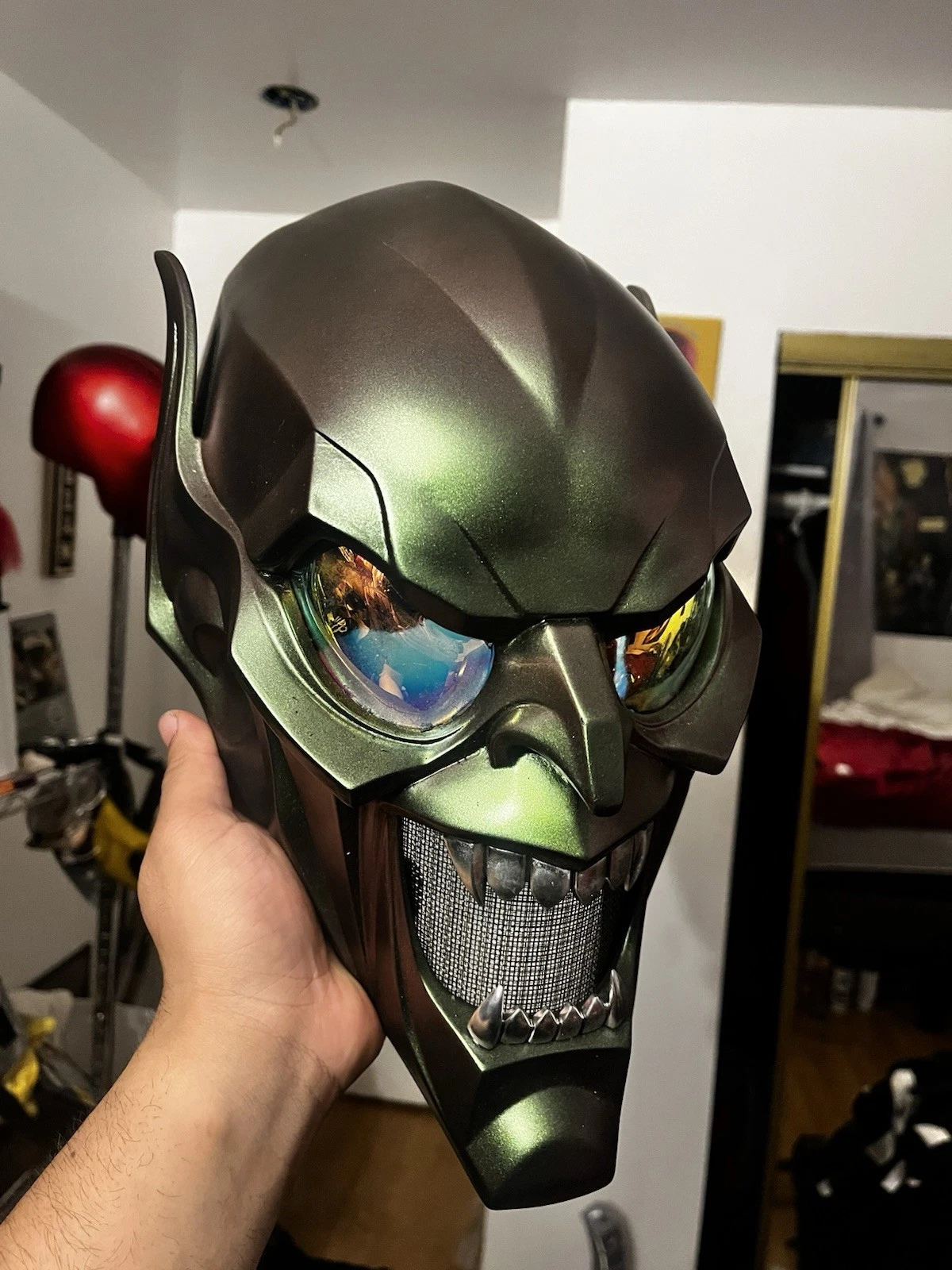 Green Goblin Spiderman 2002 Costume Cosplay Mask Helmet LuckyDog Prop