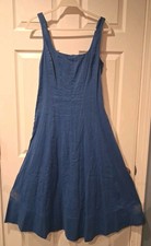Lilly Pulitzer Calina Linen Midi Sleeveless Lined Dress Size 14 Barton Blue