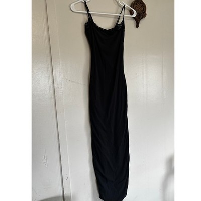 SKIMS Fits Everybody Lace Trim Cami Maxi Dress Onyx Black XS RN158973 | eBay