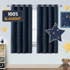 Blackout Kids Curtains for Bedroom Thermal Insulated Bronze Twinkle Star Curt...