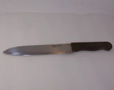 Super Chef Knife Butcher Vintage 12.5" Stainless Steel Chef's Wood 7.5" Blade